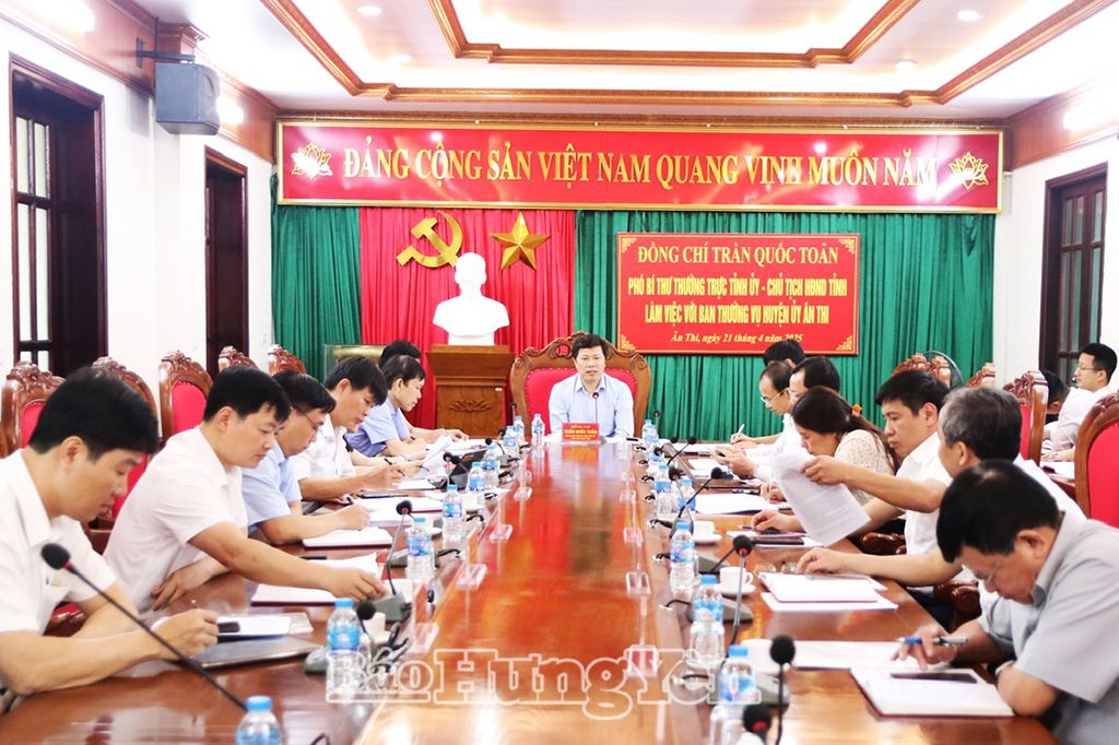   Phó Bí thư Thường trực Tỉnh ủy, Chủ tịch Nh88 - Cá Cược Mỗi Ngày - Nh88 vip Liền Tay tỉnh Trần Quốc Toản Nh88 đăng Nhập với Ban Thường vụ Huyện ủy Ân Thi