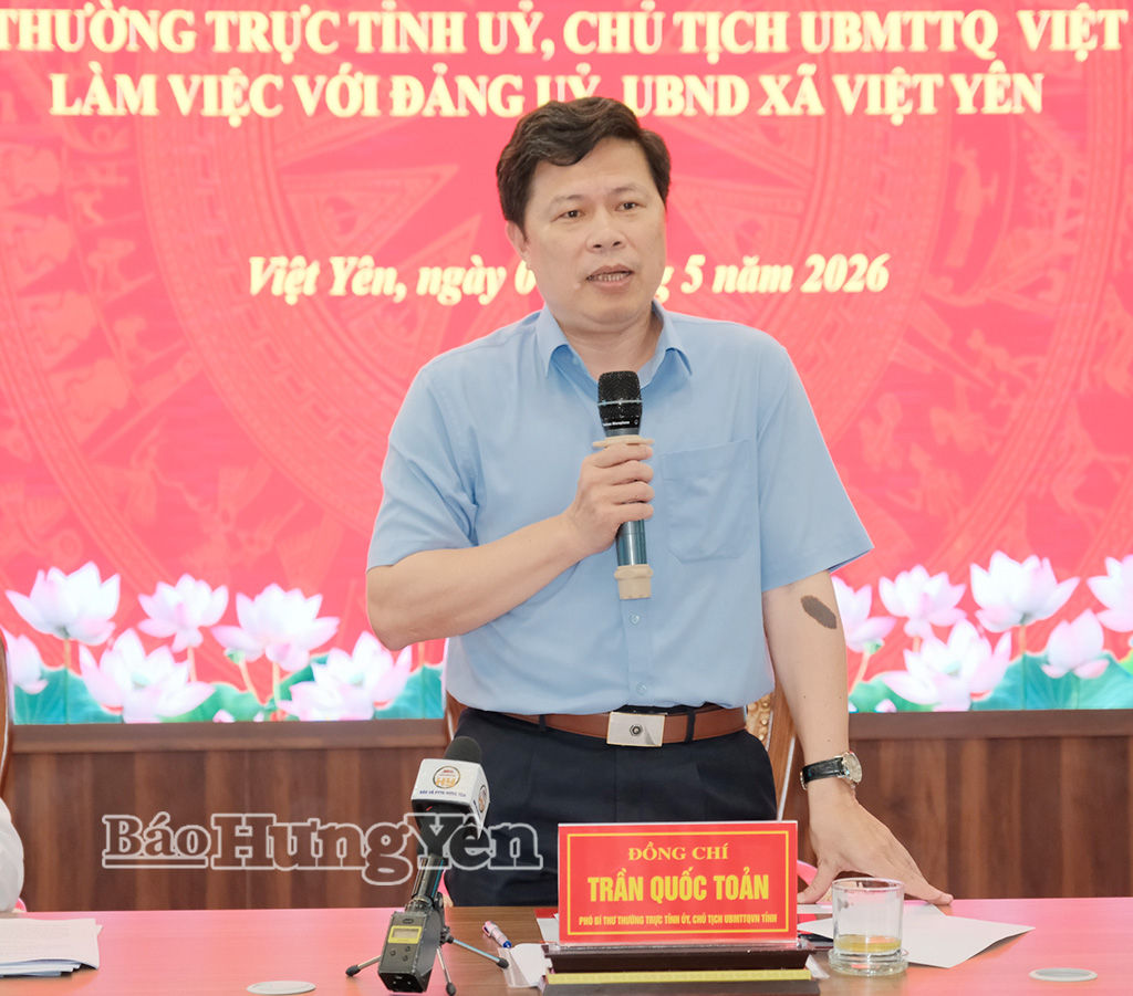   Đồng chí Trần Quốc Toản, Phó Bí thư Thường trực Tỉnh ủy, Chủ tịch Nh88 com Nh88 vip Việt Nam tỉnh Nh88 đăng Nhập với Đảng ủy, Nh88 casino xã Việt Yên