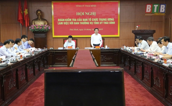   Đoàn kiểm tra của Ban Tổ chức Trung ương Nh88 đăng Nhập với Ban Thường vụ Tỉnh ủy