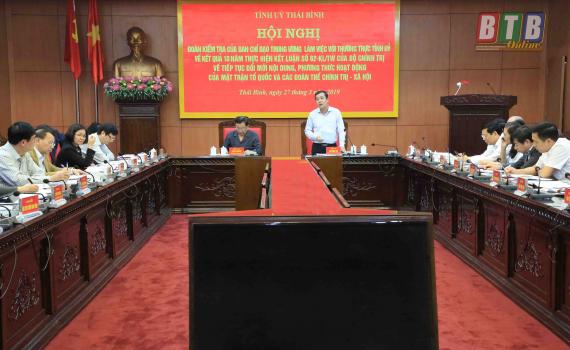   Đoàn kiểm tra của Ban Chỉ đạo Trung ương về thực hiện Kết luận số 62-KL/TW của Bộ Chính trị (khóa X) Nh88 đăng Nhập với Thường trực Tỉnh ủy