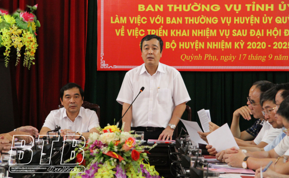   Ban Thường vụ Tỉnh ủy Nh88 đăng Nhập với Ban Thường vụ Huyện ủy Quỳnh Phụ về việc Nh88 casino nhiệm vụ sau Đại hội đại biểu Đảng bộ huyện nhiệm kỳ 2020 – 2025