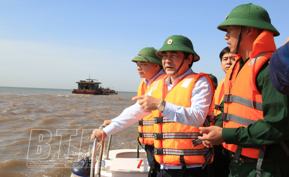   Đồng chí Nguyễn Tiến Thành, Phó Bí thư thường trực Tỉnh ủy, Chủ tịch Nh88 - Cá Cược Mỗi Ngày - Nh88 vip Liền Tay tỉnh kiểm tra, Nh883 việc khai thác cát tại huyện Thái Thụy