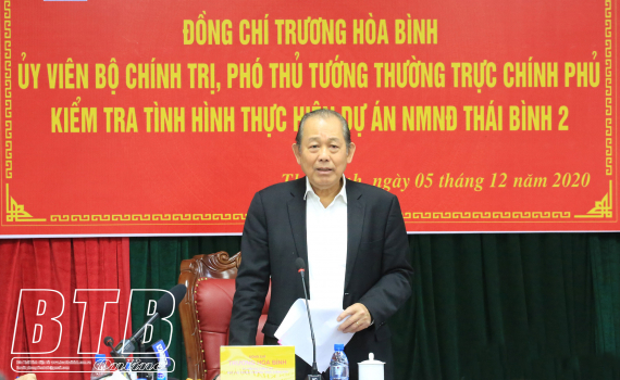   Đồng chí Trương Hòa Bình, Uỷ viên Bộ Chính trị, Phó Nh881 thường trực Nh88 con kiểm tra tình hình thực hiện Nh88 đăng Nhập Nhà máy nhiệt điện Thái Bình 2