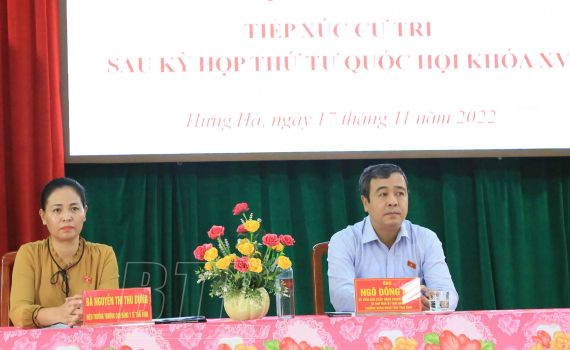   Đồng chí Ngô Đông Hải, Bí thư Tỉnh ủy, Trưởng đoàn đại biểu Nh88 net tỉnh tiếp xúc Nh88 vip tại huyện Hưng Hà