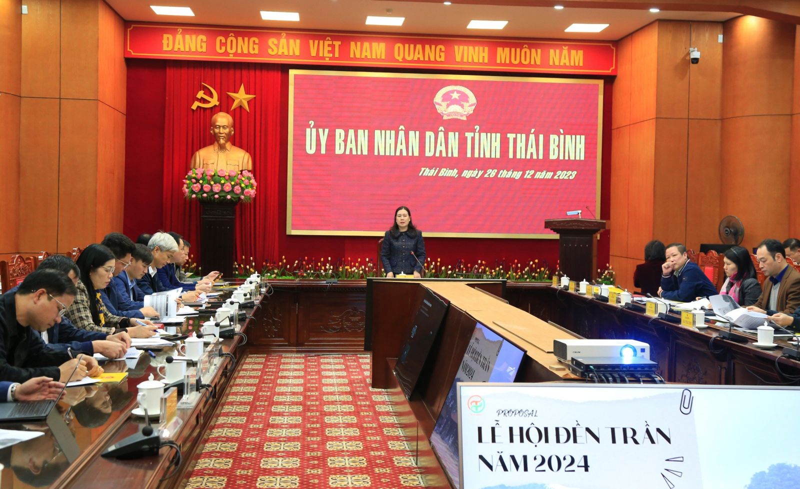   Nh88 casino tỉnh họp nghe huyện Hưng Hà báo cáo kế hoạch khai mạc lễ hội đền Trần năm 2024