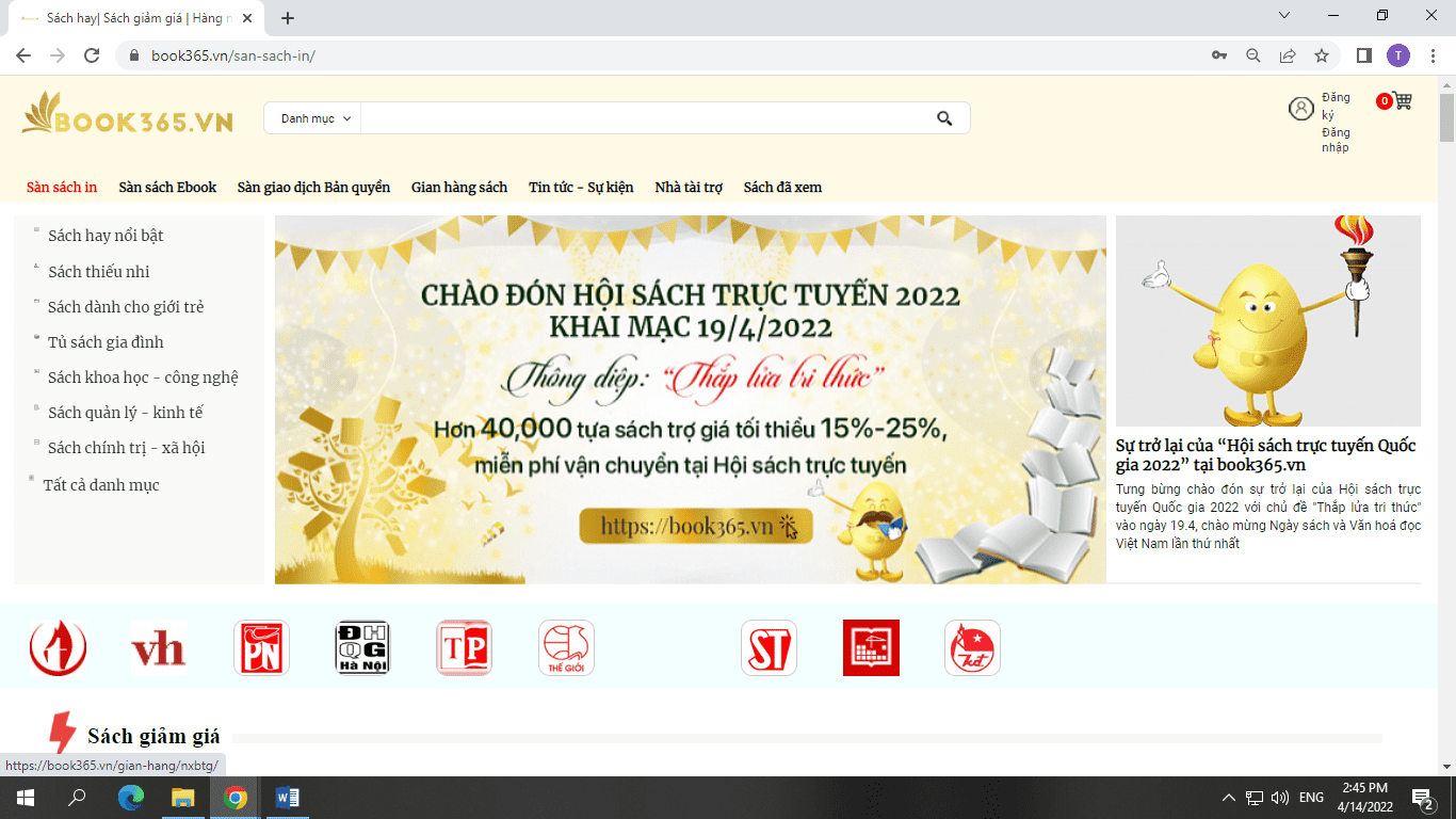   Hội sách trực tuyến năm 2022  diễn ra từ ngày 19/4/2022 đến ngày 20/5/2022
