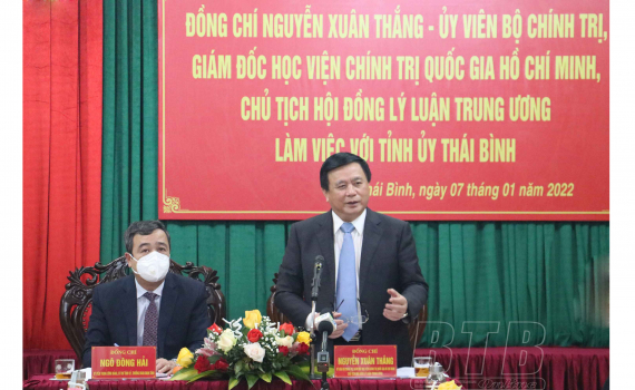   Đồng chí Nguyễn Xuân Thắng, Ủy viên Bộ Chính trị, Giám đốc Học viện Chính trị quốc gia Hồ Chí Minh, Chủ tịch Hội đồng Lý luận Trung ương Nh88 đăng Nhập với Tỉnh ủy Thái Bình