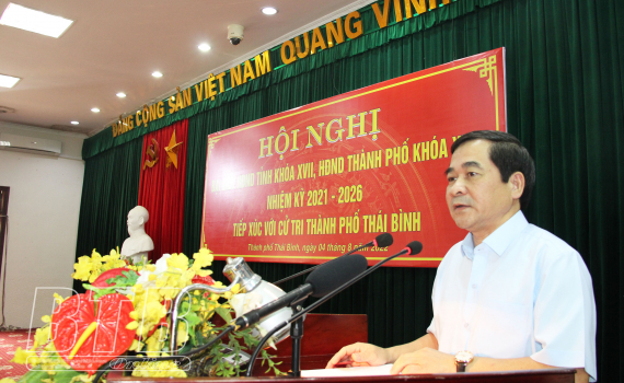   Đồng chí Nguyễn Tiến Thành, Phó Bí thư thường trực Tỉnh ủy, Chủ tịch Nh88 - Cá Cược Mỗi Ngày - Nh88 vip Liền Tay tỉnh tiếp xúc Nh88 vip tại thành phố Thái Bình