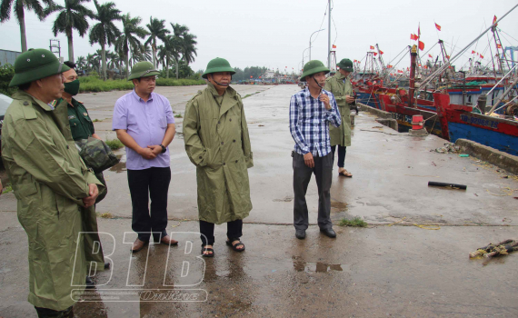   Đồng chí Nguyễn Quang Hưng, Phó Chủ tịch thường trực Nh88 casino tỉnh kiểm tra, chỉ đạo Nh88 Nha cai ứng phó với bão số 8 tại huyện Thái Thụy