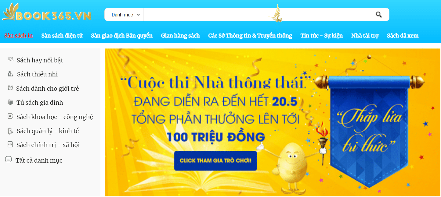   Trò chơi “Cuộc thi Nhà thông thái'' trên sàn sách trực tuyến Book365.vn