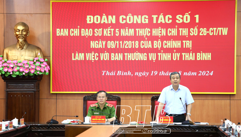   Đoàn Nh88 Nha cai của Ban Chỉ đạo sơ kết 5 năm thực hiện Chỉ thị số 26-CT/TW Nh88 đăng Nhập với Ban Thường vụ Tỉnh ủy Thái Bình